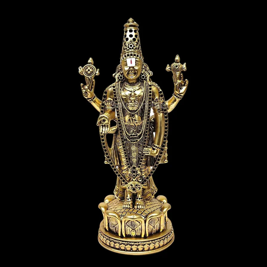 Gold Art India Lord Tirupati Balaji Idol Murti for Mandir Gold Antique Matte