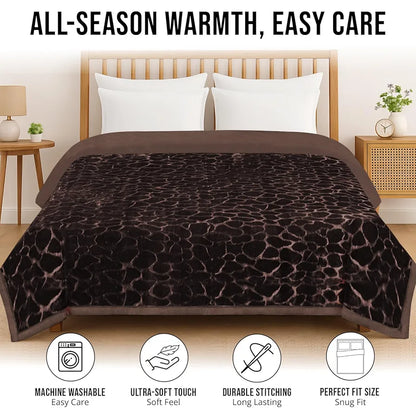 Cloth Fusion Floral Embossed Mink Blanket Single Bed for Winter Soft Kambal for Comfort & Warmth Brown