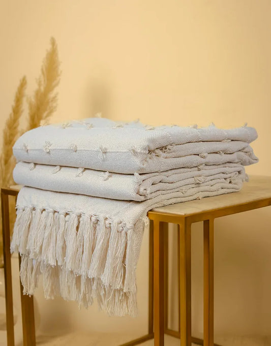 Sajavat Home Hand Knitted Pure Cotton 3 Seater Sofa Colour Beige