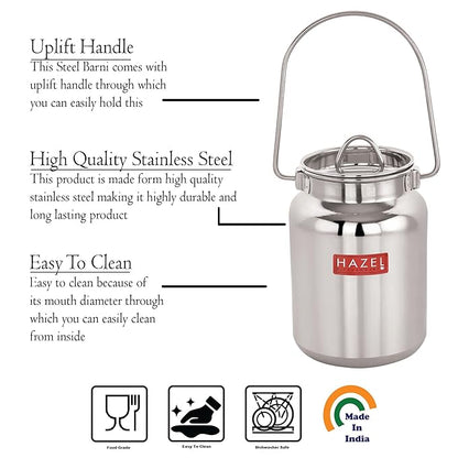 Hazel Stainless Steel Oil and Ghee Air Tight Container 1 Litre Oil Pot Container for Kitchen Storage
