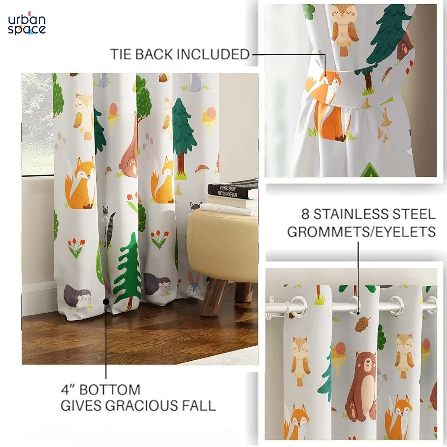 Urban Space Digital Printed Blackout Curtains for Door Bedroom Room Darkening Blackout Kids Decorative Curtains, 1 Piece Curtain Bugs Bunny