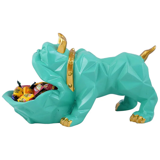 Zart Resin Bulldog Design Storage Holder Bulldog Aquamarine Green