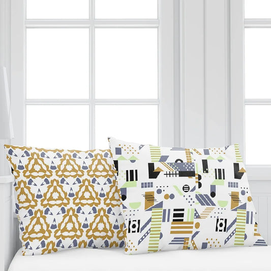Divine Casa 144 TC Cotton Bedsheet for Double Bed with 2 Pillow Cover Colour Yellow & White