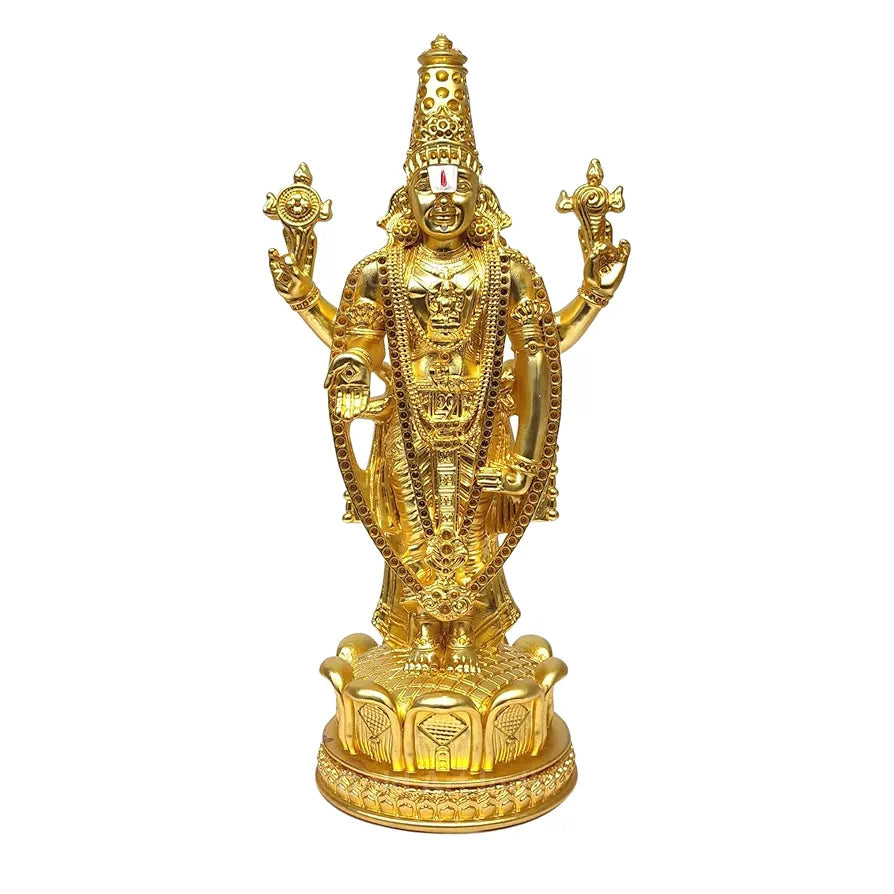 Gold Art India Lord Tirupati Balaji Idol Murti for Mandir Gold Matte