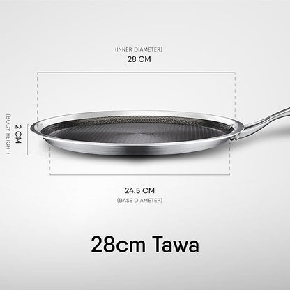 Stahl Artisan Hybrid Triply Dosa Tawa, Induction Base, Non Stick Pan - 1000 gms