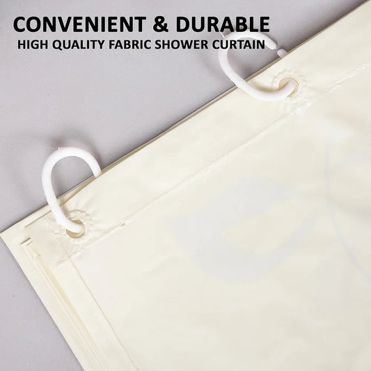 Kuber Industries Shower Curtain Bathroom Shower Curtain 8 Rings Curtain Painting Cream