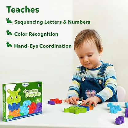 Skillmatics Wooden Puzzle The Clever Caterpillar 2 Puzzles Learn Letters & Numbers