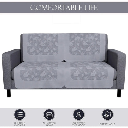 Kuber Industries Set of 4 Net Durable 2 Seater Sofa Covers for Living Room Self Net Hawaii Grey