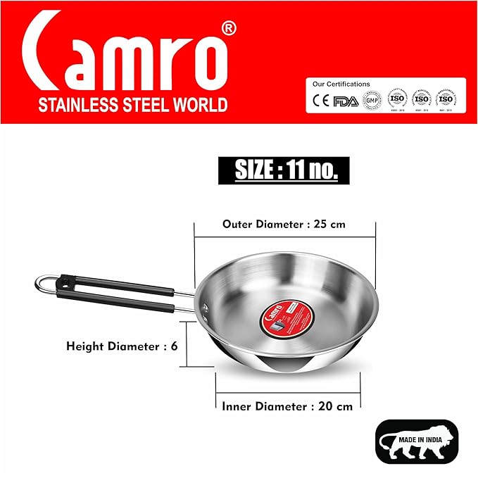 Camro Triply Artisian Mini Fry Pan 11 No 850 Gms Steel Pan Omelette Pan Induction Friendly