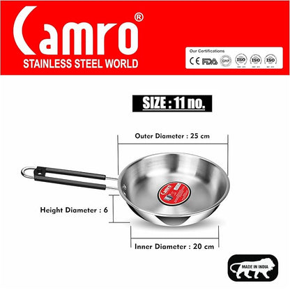Camro Triply Artisian Mini Fry Pan 11 No 850 Gms Steel Pan Omelette Pan Induction Friendly