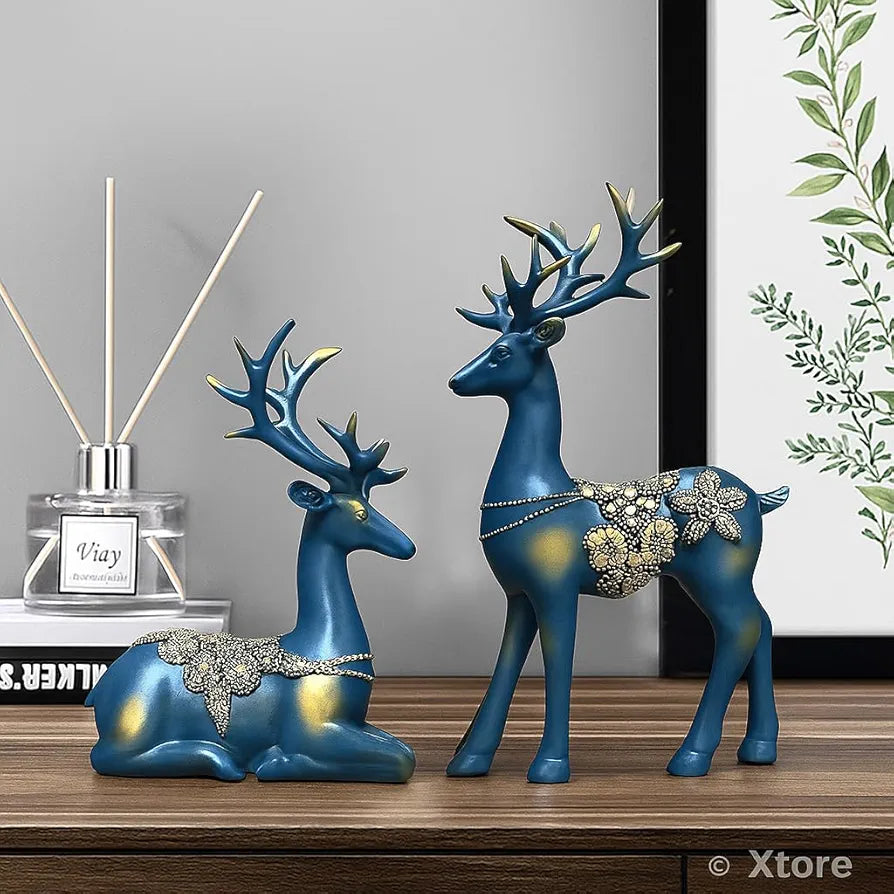 Xtore Creative Resin Golden Reindeer Sculptures