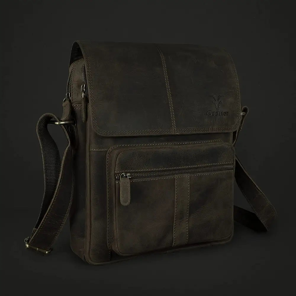 Goatter Hunter Leather 13" Shoulder Crossbody Travel Messenger Bags 