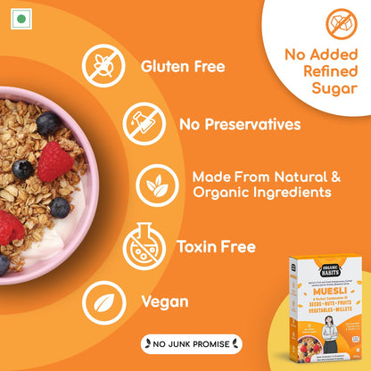 Organic Habits Muesli, Working Women Friendly Breakfast Cereal With Probiotics & Prebiotics - 400 Gms