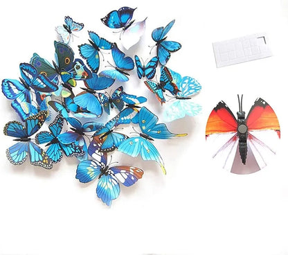Jaamso Royals 3d Butterfly Stickers for Wall 12 Piece Pack of 1 Blue 90CM X 90CM
