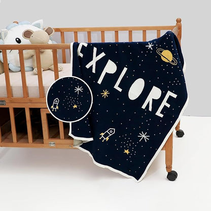 Haus and Kinder Cotton Knitted Blanket for New Born Baby Colour Explore
