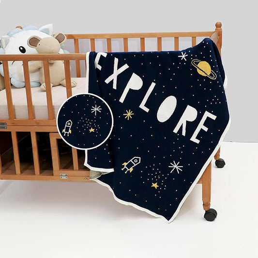 Haus and Kinder Cotton Knitted Blanket for New Born Baby Colour Explore