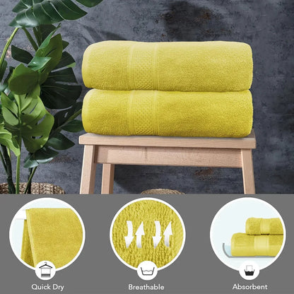 Luxe Home Cotton Bath Towel 450 GSM Quick Dry Large Size Bathroom Towels Colour Yellow
