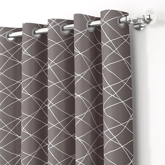 Story@Home Blackout Curtains for Door 7 Feet Long 1 Piece Colour Criss Cross Grey