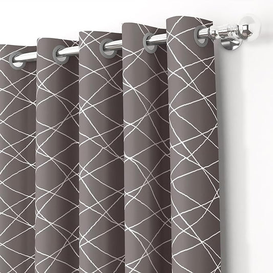 Story@Home Blackout Curtains for Door 7 Feet Long 1 Piece Colour Criss Cross Grey