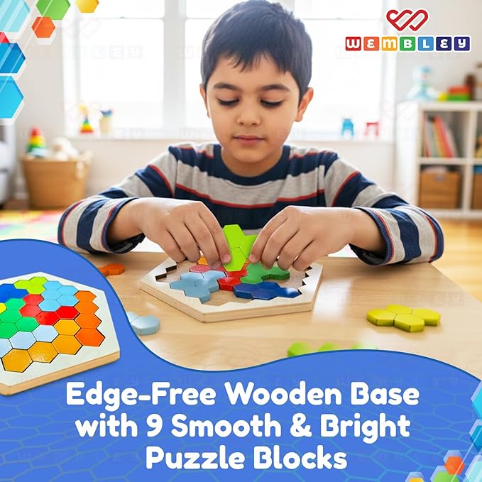 Wembley Wooden Hexagon Board Toys Puzzle Game for Kids and Adult