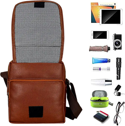 Leather World Leatherette Tan Sling Bags Men Messenger Bags Cross Body Bags Girl