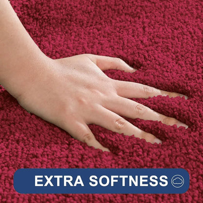 Luxe Home International Microfibre Rectangular Bath Mat Super Soft Anti Skid Newman Mats For Bathroom Colour Maroon