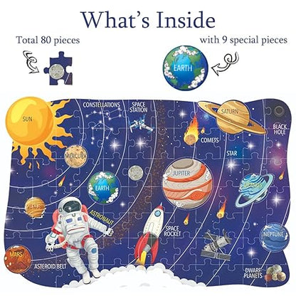 The Book Tree My Solar System Puzzle for Kids 80 Puzzle Pieces & 25 Double Sided Flashcards