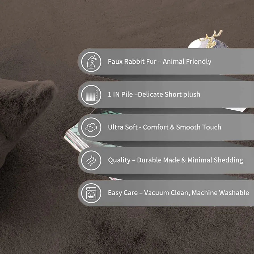 Luxe Home Ruffle Bath Mat Rabbit Fur 1000 GSM Bathroom Door Foot Mats 45 X 75 Cm Colour Cocoa
