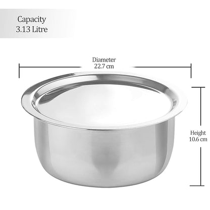 Milton Pro Cook Triply Stainless Steel Induction Tope with Lid, 20 cm / 3.13 Litre - 1860 gms