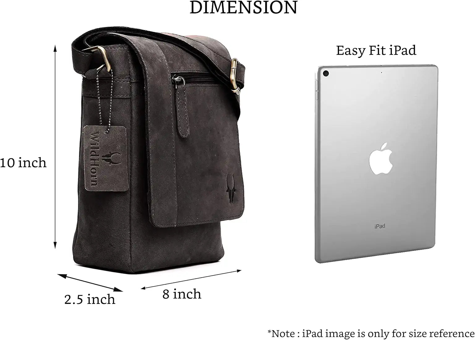 WildHorn� Leather 8.5 inch Sling Messenger Bag for Men I Multipurpose Crossbody Bag I Travel Bag with Adjustable Strap I IDIMENSION: L- 8.5inch H- 10.5inch W- 3inch