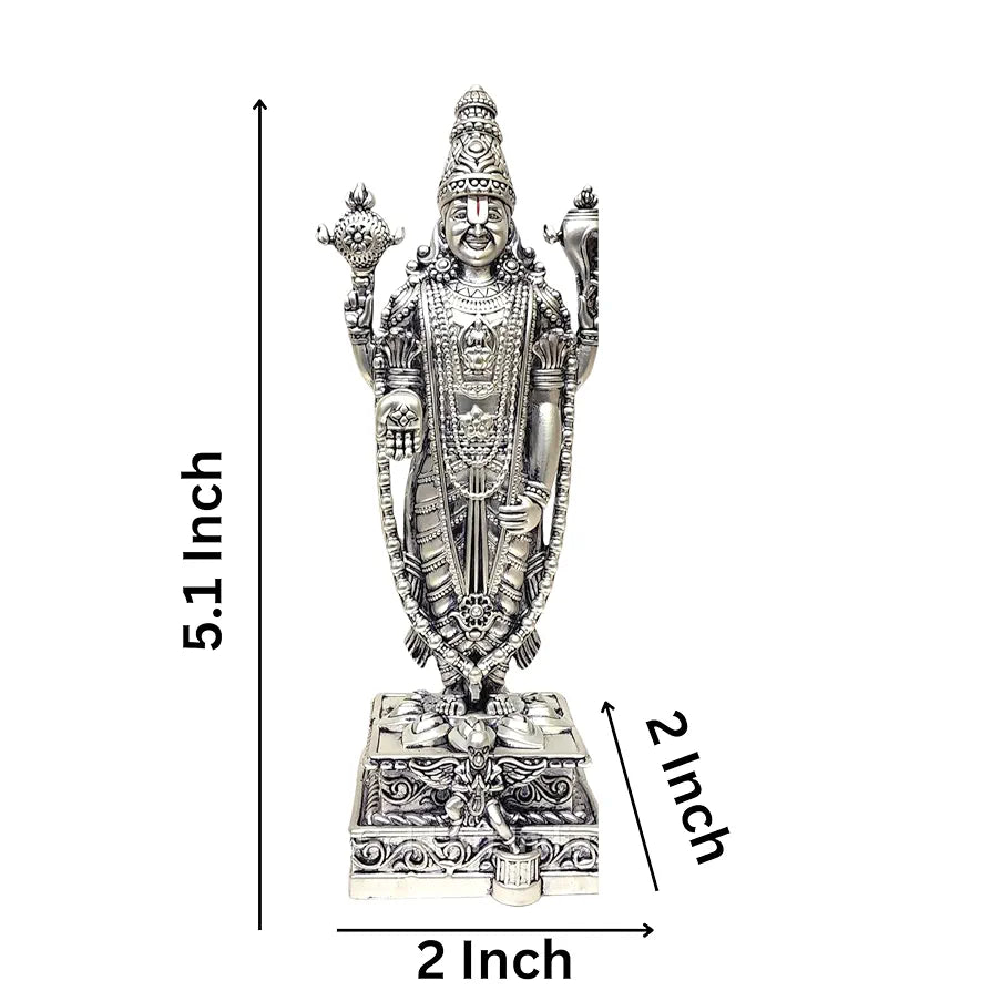 Gold Art India Lord Tirupati Balaji Silver Plated Matte Idol with Garuda