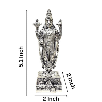 Gold Art India Lord Tirupati Balaji Silver Plated Matte Idol with Garuda