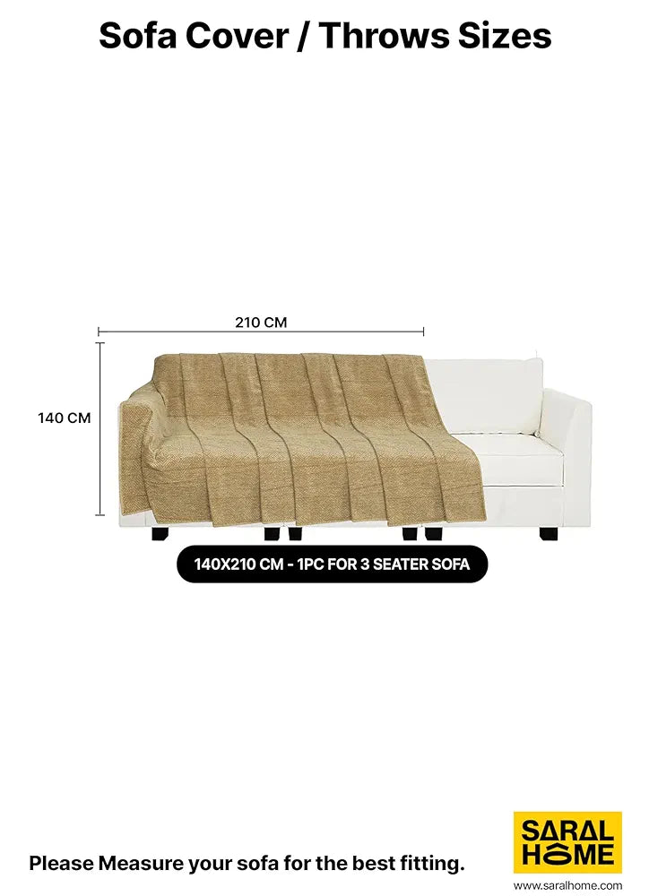 Saral Home Chenille 3 Seater Sofa Cover Throw Colour Blue