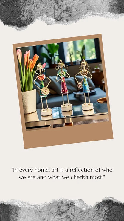 Kraftskala Small Cute 7.5 inch Metal Musician Dolls for Living Room Decor