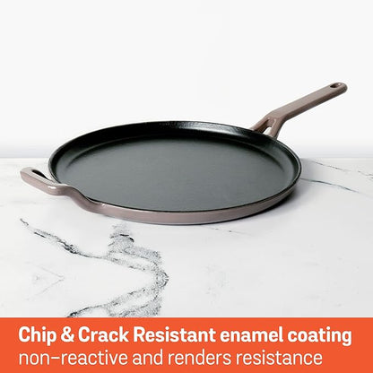 Meyer Enamel Cast Iron Dosa Tawa | Iron Tawa |Dosa Pan Cookware for Kitchen 28cm Grey