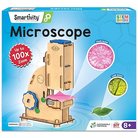 Smartivity Microscope 100x Zoom Toy for Kids Age Birthday Gifts Stem Wooden Construction Game