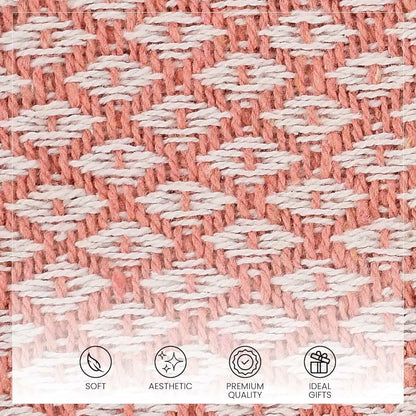 Sashaa World Cotton Soft Throw Blanket Colour Peach/White