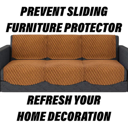 Kuber Industries Velvet Sofa Cover Set Modern Quilted 5 Seater Couch Slipcover for Living Room Brown