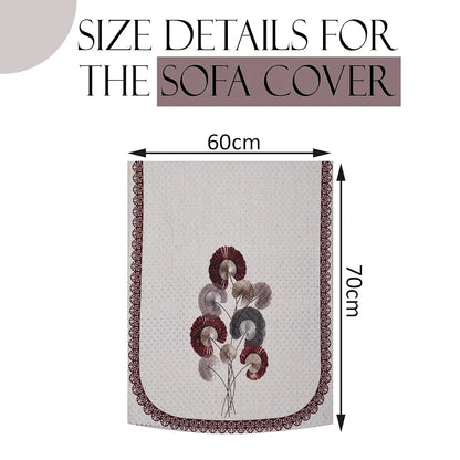 Kuber Industries Set of 4 Velvet 2 Seater Sofa Covers for Living Room Digital Flower-Cream & Brown