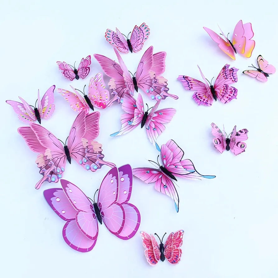 Jaamso Royals Light Pink 3d Magnet Butterfly Stickers -self-adhesive