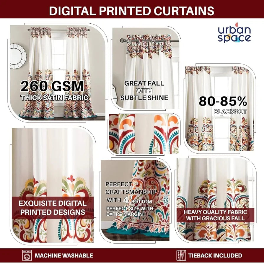 Urban Space Digital Printed Blackout Curtains for Door Bedroom Room Darkening Blackout Kids Decorative Curtains, 1 Piece Curtain Animal Kingdom