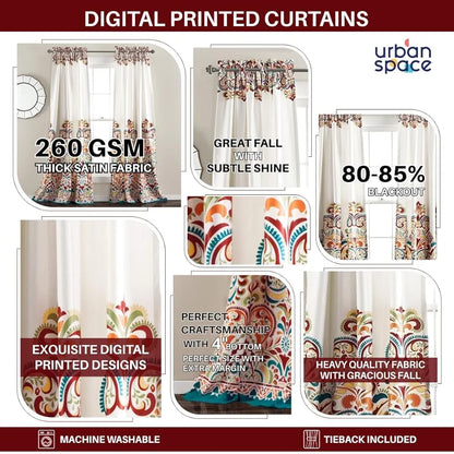 Urban Space Digital Printed Blackout Curtains for Door Bedroom Room Darkening Blackout Kids Decorative Curtains, 1 Piece Curtain Animal Kingdom