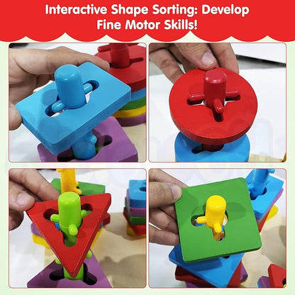 Kidology Wooden Shape Sorting Game for Kids Age 3+ Years