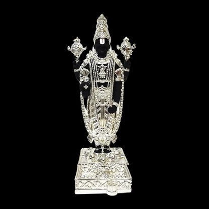 Gold Art India Lord Tirupati Balaji Silver Plated Black Terracotta Idol