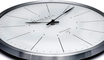 Harris & Co. Clockmasters Premium Luxury Analog Wall Clock Minimalist Design - 13 Inch