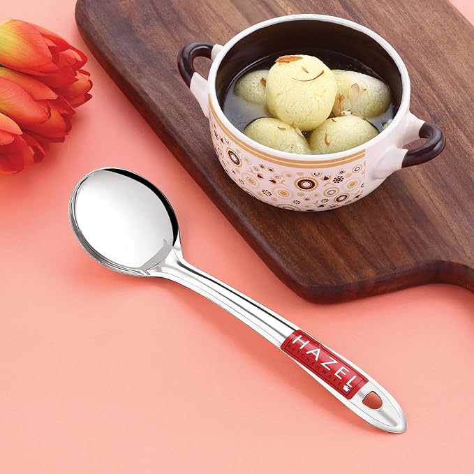Hazel Stainless Steel Oval Shape Serving Spoon Scooper Spatula Server Kitchen Utensils