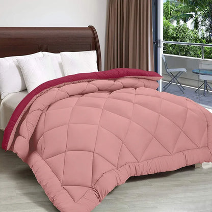 Cloth Fusion Reversible AC Comforter Set Double Bed Soft Microfibre King Size Quilt Blanket for Winter Magenta & Light Pink