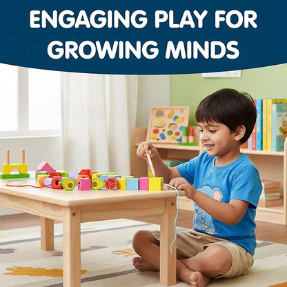 Kidology Montessori 2 in 1 Wooden Beads Sequencing Toy Set