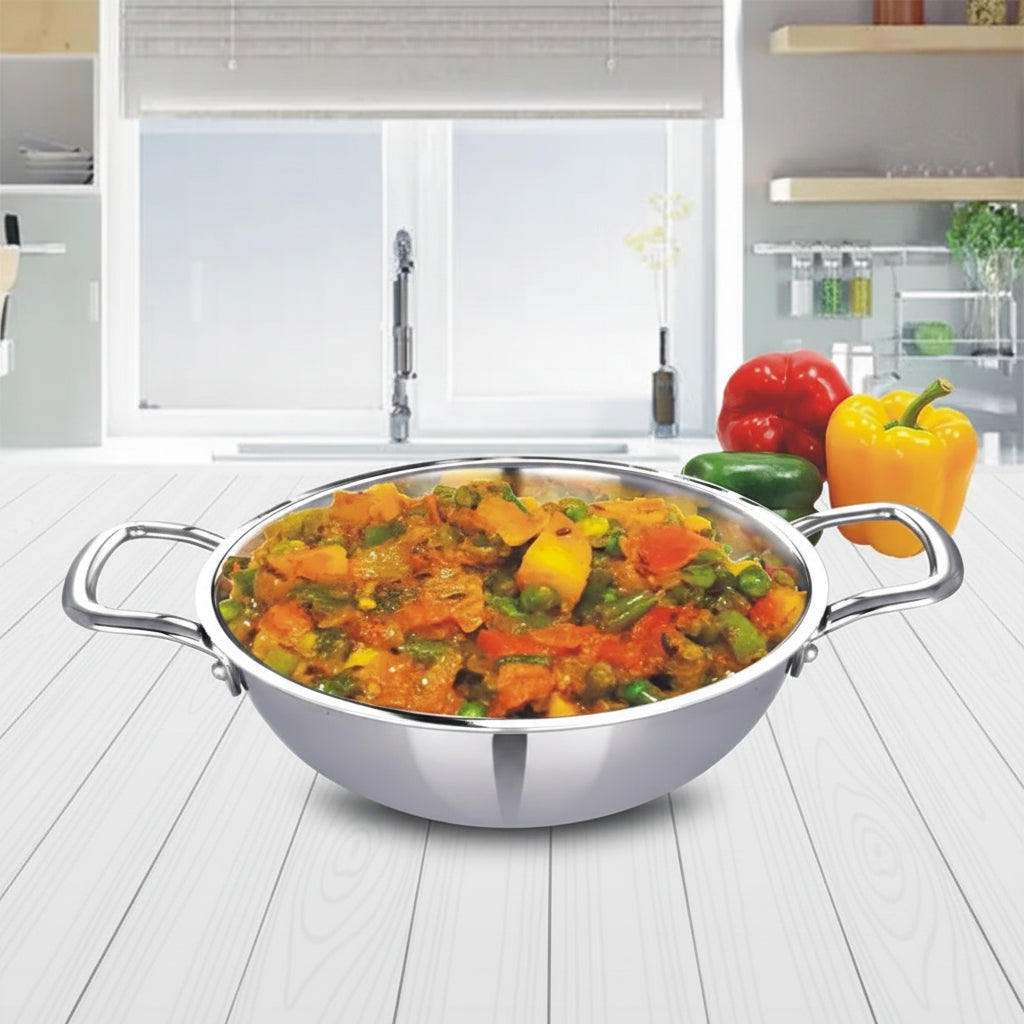 Human Hydro Tri-Ply Stainless Steel Kadai 24cm 2.8L No Lid Induction Gas