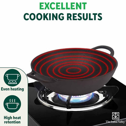 The Indus Valley Pre-Seasoned Cast Iron Kadai with Silicon Grip